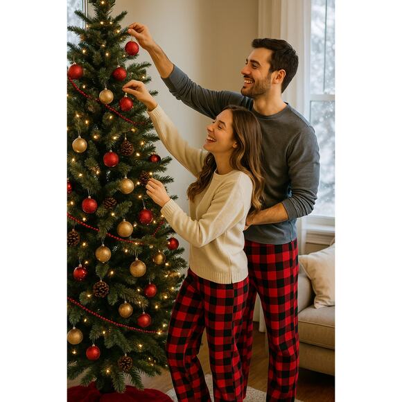 Women’s or Unisex Wondershop Fleece Pajama Pants Red Black Plaid MEDIUM - Picture 6 of 6